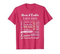 Cadeau 58 Ans de Mariage pour Couple - Noces d'Érable T-Shirt, Homme, Rouge Chiné, XL