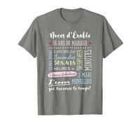 Cadeau 58 Ans de Mariage pour Couple - Noces d'Érable T-Shirt, Homme, Vert Kaki chiné, 3XL