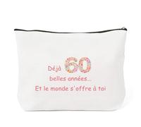 Cadeau 60 Ans Anniversaire Noel Femme Original Utile - Idée Cadeau Anniversaire Femme 60 Ans Cadeaux pour Maman Mamie Tata Amie Soeur Collègues,Personnalisé Trousse de Maquillage