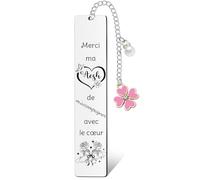 Cadeau Aesh d'école Marque Page Aesh Cadeau Marque-page Féminin avec Charm Trèfle Rose Strass et Perle, Cadeau Sentimental Remerciement Maman Meilleure Amie Fête des Mères