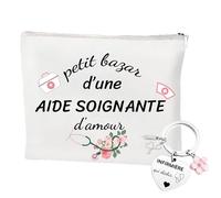 Cadeau Aide Soignante Trousse Pochette Maquillage Aide Soignante Porte-Clés | Cadeau Patient Anniversaire Porte Clé Trousse Pochette Maquillage Merci Urgentiste Medecin Kit Pharmacie Docteur