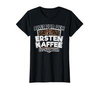 Cadeau « Alles vor Dem Kaffee ist d'urgence » T-Shirt Graphique avec Valeur, Femme, Noir, S