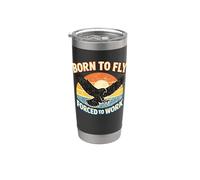 Cadeau amateur de fauconnerie Born To Fly Forced To Work Gobelet isotherme en acier inoxydable double paroi