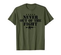 Cadeau américain avec citations « Never Out Of The Fight » T-Shirt