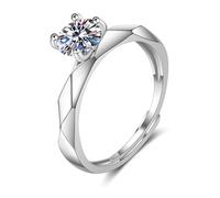 Cadeau Amie Lot de Bague en Argent Or Blanc 9 Carats Moissanite Losange avec Pierre Précieuse Taille Épouse pour Mère Noël Bijoux