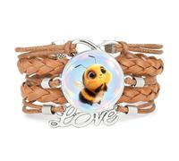 Cadeau,Amitié,Dessin Animé,Abeille,Diffraction,Réglable,Cuir,Tressé,Bra | Multistrat,Punk,Bracelet,Fait main,Offre,Bangle,Accessoire,Amie,Amoureux,Ethnique,Amitié,Anniversaire,Noël,Musique,Art