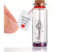 Cadeau Amoureux pour Homme et Femme - Cadeau Couple Message dans una Bouteille Verre - Tu Possèdes la Clé de Mon Coeur - Cadeau pour son Copain et la Saint Valentin (Clé dans une bouteille)