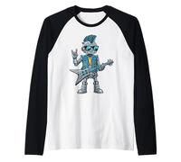 Cadeau Amusant de Joueur de Guitare Rockstar Robot pour Homme et Femme Manche Raglan
