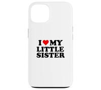 Cadeau Amusant en Forme de cœur avec Inscription « I Love My Little Sister » Coque pour iPhone 13