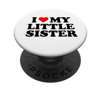 Cadeau Amusant en Forme de cœur avec Inscription « I Love My Little Sister » PopSockets PopGrip Adhésif