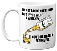 Cadeau amusant pour homme et femme - Whisky âgé - Tasse d'anniversaire de la part d'un fils ou d'une fille, cadeau de Père Noël, tasse à café en céramique de 325 ml Passe au lave-vaisselle