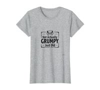 Cadeau Amusant pour Vieil Homme avec Inscription « Not Actually Grumpy Just Old Man » T-Shirt, Femme, Gris Chiné, XXL