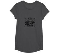 Cadeau Amusant pour Vieil Homme avec Inscription « Not Actually Grumpy Just Old Man » T-Shirt, Fille, Chiné Foncé, M
