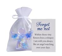 Cadeau Ange Myosotis, Ange Gardien avec Carte de Condoléances et Pochette en Organza, Décoration commémorative à suspendre, Réconfortant pour Collègues, Employés et Amis (1 Pcs)