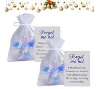 Cadeau Ange Myosotis, Ange Gardien avec Carte de Condoléances et Pochette en Organza, Décoration commémorative à suspendre, Réconfortant pour Collègues, Employés et Amis (2 Pcs)