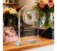 Cadeau Anniversaire 50 Ans de Mariage, Cadeau Anniversaire avec Horloge à Quartz Cadeaux pour Noces d'or Horloge de Bureau Décorative pour 50 Ans de Mariage pour Grands-Parents et Parents