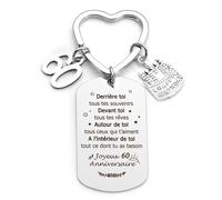 Cadeau Anniversaire 60 Ans - Porte Clef pour Homme et Femme - Cadeau pour Papa, Maman, Papy, Mamie et Amie