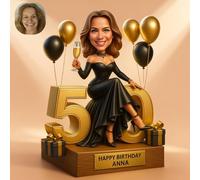 Cadeau Anniversaire Homme Personnalisé - Figurine Personnalisée avec Photo & Texte, Portrait Caricature sur Plaque en Bois Effet 3D - Decoration Anniversaire Originale pour Papa,Mari,Ami ou Collègue