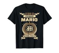 Cadeau Anniversaire Mario Personnalisé T-Shirt Noir Homme S Mario Drôle Coupe Classique Manche Courte Col Rond Double Manche Imported 100% Coton EU S
