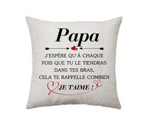 Cadeau Anniversaire Personnalisé Housse de Coussin Pour Papa - J'espère Qu'à Chaque Fois Que Tu Le Tiendras Dans Tes Bras, Cela Te Rappelle Combien Je T'aime - Fête des Pères Noël