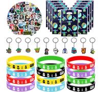 Cadeau Anniversaire Yo-Da,82 Pcs Wars Party Supplies,Wars Cadeaux D'anniversaire,Décoration Anniversaire Star Party Favors Avec 10 Porte Clef 10 Sac Cadeau 12 Bracelet Silicone 50 Autocollant
