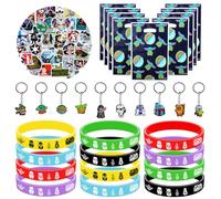 Cadeau Anniversaire Yo-da, 82 Pcs Wars Party Supplies, Wars Cadeaux d'Anniversaire, Décoration Anniversaire Star Party Favors avec 10 Porte Clef 10 Sac Cadeau 12 Bracelet Silicone 50 Autocollant