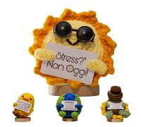 Cadeau anti-stress soleil au crochet - Statuette décorative Stress ? Pas aujourd'hui ! - Décoration maison bureau - Idée cadeau inspirante pour elle et lui, collègues, amis et étudiants - Cadeau