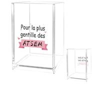 Cadeau Atsem Idee Cadeau Atsem Maternelle Cadeaux Maitresse D'école Porte Crayons En Acrylique Personnalisé Anniversaire Merci Cadeaux Remerciements Pour Maîtresse Aesh Nounou Institutrice Avs Noel