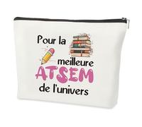 Cadeau Atsem Maternelle,Merci Anniversaire Action de Grâce Idee Retraite Remerciement Original Utile Noel Saint Valentin Personnalisé Cadeau pour Maitresse D'école Fin D'Année Trousse de Maquillage