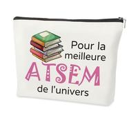 Cadeau Atsem Maternelle,Merci Anniversaire Retraite Remerciement Action de Grâce Idee Original Utile Noel Saint Valentin Personnalisé Cadeau pour Maitresse D'école Fin D'Année Trousse de Maquillage