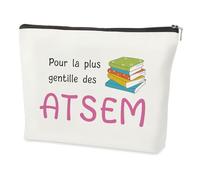 Cadeau Atsem Maternelle,Merci Idee Retraite Remerciement Anniversaire Action de Grâce Original Utile Noel Saint Valentin Personnalisé Cadeau pour Maitresse D'école Fin D'Année Trousse de Maquillage