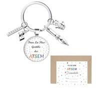 Cadeau ATSEM Porte-clés avec Carte de Remerciement Cadeau de Atsem Fin d'année Scolaire Maternelle Noël