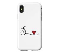 Cadeau avec Monogramme cœur Initiale S Coque pour iPhone X/XS