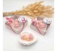 Cadeau baptême invité personnalisé, 20 Pièces bébé Ange de Pierre idee Cadeau invitées pour garçon Fille, fête prénatale, Communion,Souvenir pour invités (Aile Blanche, Rose bébé, Lot de 20)