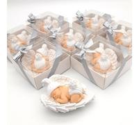 Cadeau baptême invité personnalisé, 20 Pièces bébé Ange de Pierre idee Cadeau invitées pour garçon Fille, fête prénatale, Communion,Souvenir pour invités (Blanc, Lot de 20)