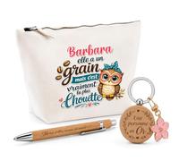 Cadeau Barbara Chouette Grain | Coffret Trousse, Stylo & Porte-clés Remerciement Femme