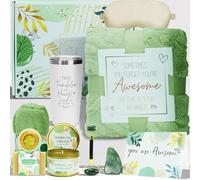 Cadeau Bien-Être pour Femme - Coffret Spa Détente avec Couverture - Cadeau Get Well Soon, Anniversaire, Pensée pour Toi, Fête des Mères Original pour Épouse, Maman, Sœur, Amie - Vert