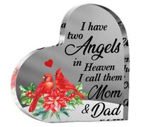 Cadeau cardinal rouge pour Noël, cadeau commémoratif de deuil pour la perte d'un être cher - Décorations de condoléances pour la perte de maman, papa, fils, mari au paradis - Plaque décorative en