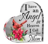 Cadeau cardinal rouge pour Noël, cadeau de deuil pour la perte d'un être cher, décorations de condoléances pour la perte de maman, papa, fils, mari au paradis - Plaque décorative en acrylique pour