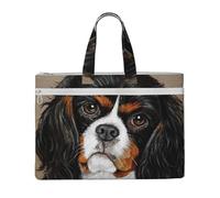 Cadeau chien Cavalier King Charles Spaniel,Sac à documents en toile avec fermeture éclair, sac fourre-tout, porte-documents pour l'école et le bureau