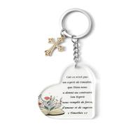 Cadeau Chrétien Porte Clef pour Chretien Cadeau Verset Biblique Français Bible Chretienne Cadeaux Chretiens Femme Cadeaux Religieux Catholique Paques D'anniversaire pour Communion Idée Cadeau Noël