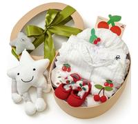 Cadeau Coffret Naissance Fille Barboteuse Vêtements Bebe Serviettes de Bain Bavoir Chaussettes Chapeau Peluches Musicales Jouet Cadeau Baby Shower Fête de Naissance Coffret Bebe Filles Jeunes Parents