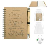 Cadeau Collegue de Travail Femme, Cadeau Départ Collègue, Cadeau D'adieu pour Les Collègues qui Changent D'emploi, Y Compris un Carnet Sac en Organza et un Porte-Clés, Merci D'adieu (FORMIDABLE)
