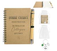 Cadeau Collegue de Travail Femme, Cadeau Départ Collègue, Cadeau D'adieu pour Les Collègues qui Changent D'emploi, Y Compris un Carnet Sac en Organza et un Porte-Clés, Merci D'adieu (BONNE CHANCE)