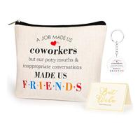 Cadeau Collegue de Travail Femme, Pochette Maquillage avec Porte Clef Carte de Remerciement, Pochette Tissu Zippée Femme Homme Porte Clé, Personnalisé Cadeau Départ Collègue Retraite Anniversaire