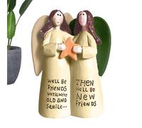Cadeau commémoratif d'amitié - Figurines de sœurs, statues de fées faites à la main | Décoration angélique jumelle, symbole de mémoire en résine avec étagère à utiliser, décoration de table