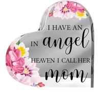 Cadeau commémoratif pour la perte de maman - Ornement en acrylique en forme de cœur floral 10 x 10 cm Cadeau de condoléances pour perte de mère, décoration funéraire de deuil, en souvenir d'un être