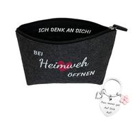 Cadeau contre le mal du pays Trousse de toilette en feutre et porte-clés Ouvrir en cas de mal du pays Cadeau idéal pour un extrait, un semestre à l'étranger ou au pair, souvenirs de la patrie