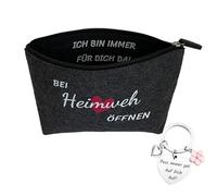 Cadeau contre le mal du pays Trousse de toilette en feutre et porte-clés Ouvrir en cas de mal du pays Cadeau idéal pour un extrait, un semestre à l'étranger ou au pair, souvenirs de la patrie