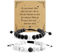 Cadeau Couple - Bracelets Pierre Naturelle pour Amoureux, Mari, Copain Idées Saint Valentin, Pâques, Mariage